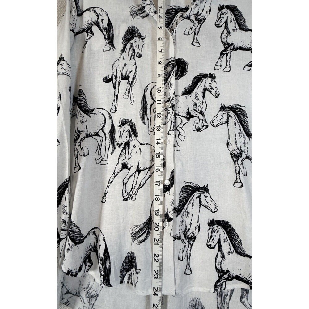 Anthro Jane & Delancey Horse Top Cowgirl Equestrian Western Oversized Size M - Picture 6 of 7